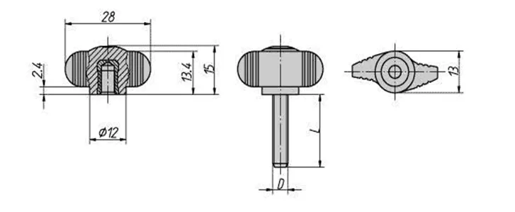 Wing Knobs #0665210 Dimension