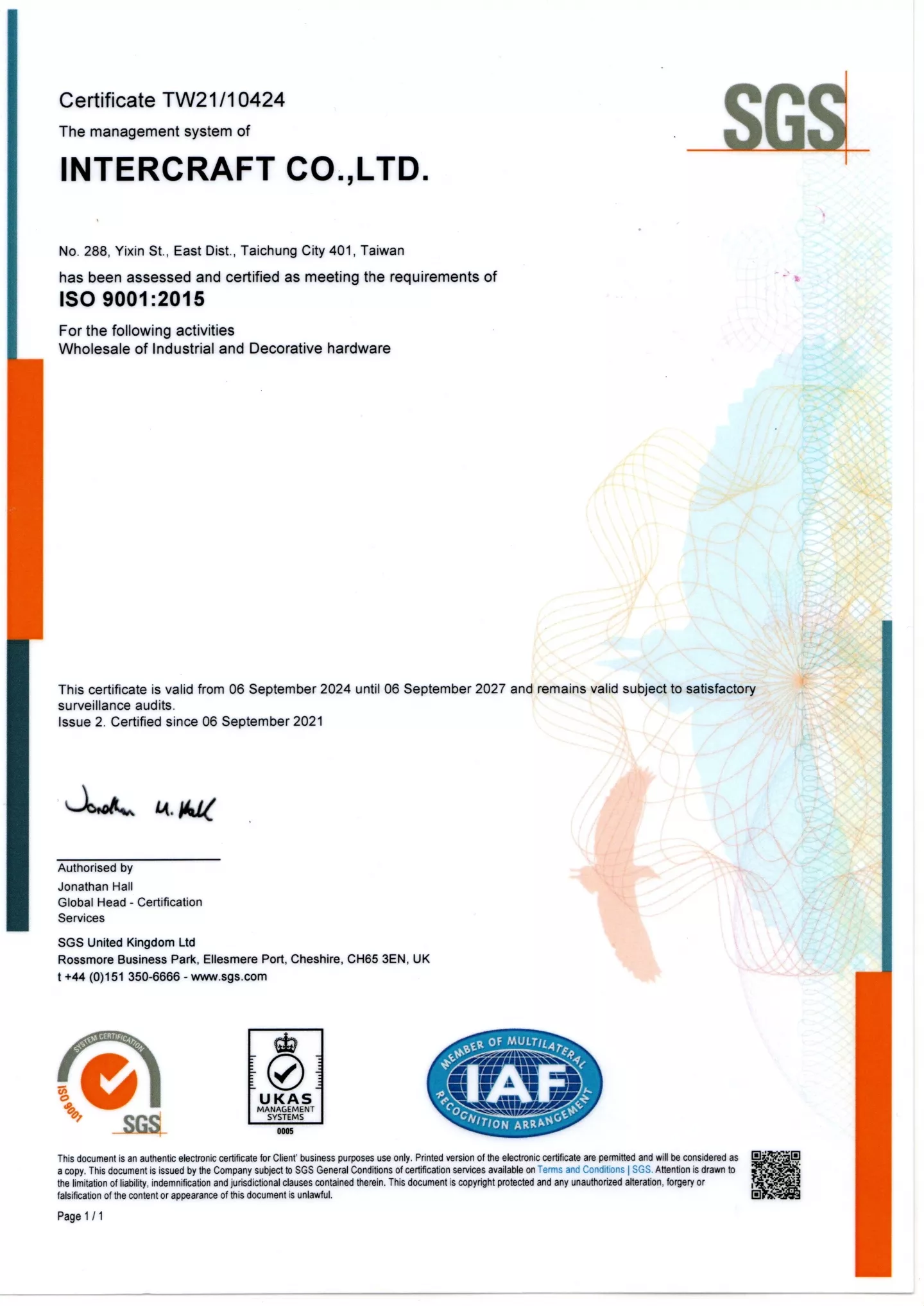Intercraft Co., LTD continue ISO 9001:2015 certification